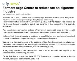 Farmers urge Centre to reduce tax on cigarette industry [SifyNews]_23012017