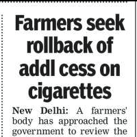 Farmers-seek-rollback-of-addl-cess-on-cigarettes-The-Times-of-India_04082017