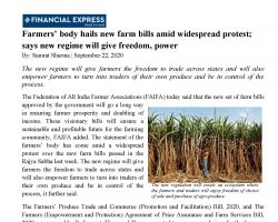 Farmers’ body hails new farm bills amid widespread protest [The Financial Express]_23092020