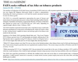 FAIFA seeks rollback of tax hike on tobacco products [The Hindu]_03012026